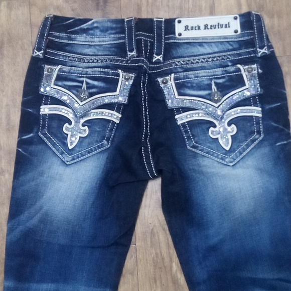 Rock Revival Women's 26 Essie Skinny Embellished Shimmer Dark Fade NWOT - Picture 4 of 9